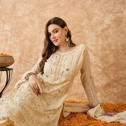 Sangria Floral Embroidered Zari Silk Georgette Unstitched Dress Material-image-70