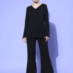 all about you V-Neck Top With Wide Leg Trouser Night Suit-image-88