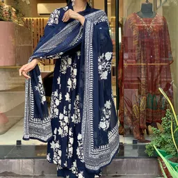BAESD Women Floral Printed Regular Kurta with Palazzos & With Dupatta-picture-48