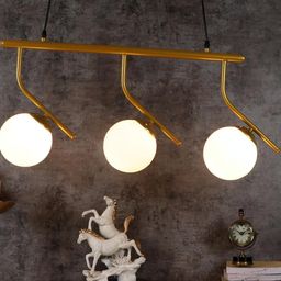 Deco Home Gold-Toned Glass Ceiling Lamp-image-19