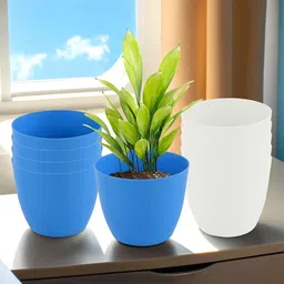 Kuber Industries Blue & White 10 Pieces Lightweight Planters-56