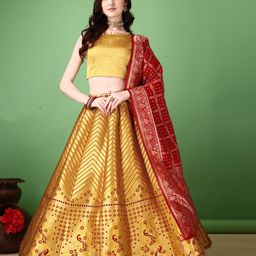 SWAMI STUDIO Ready to Wear Lehenga & Unstitched Blouse With Dupatta-picture-13