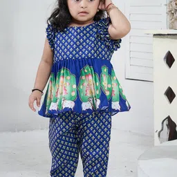 Vivedkids Girls Floral Printed Regular Pure Cotton Kurti with Trousers-image-71