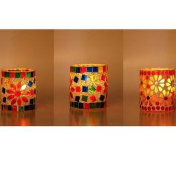 Somil Vibrant Multicolor Glass Candle Holder Add A Touch Of Magic To Diwali, Parties & Candlelight Dinners, Size-7 X 7 X 7 Cm , 7 X 7 X 7 Cm , 7 X 7 X 7 Cm Pack OF 3-picture-21