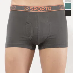 Sporto by Macho Pack Of 4 Combed Cotton Short Trunks Sprto-M1022_A1-B1-G1-Prt1-L-Multi-picture-12