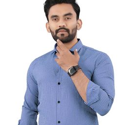 TERAXO Men Premium Spread Collar Micro Checked Slim Fit Formal Shirt-image-121