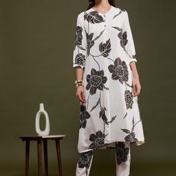 FASHOR Floral Printed A-Line Flared Co-ord Set-image-87