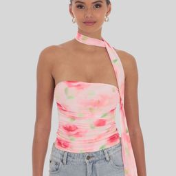 LULU & SKY Women Abstract Printed Tube Top With Scarf-image-19