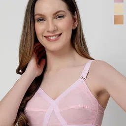 LILY Women Pack of 3 Full Coverage Non-Wired Non Padded Cotton Minimizer Bra-image-75