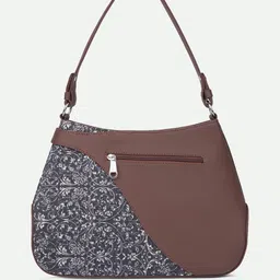 ZOUK Lattice Lace Floral Printed Leather Structured Handheld Bag image 4