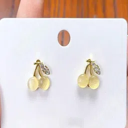 Estailo fashion Artificial Stones Studded Cherry Shaped Studs-picture-44
