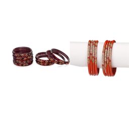 SOMIL Women Pack Of 2 Red And Maroon Glass Ethnic Handcrafted Traditional Bangle-picture-19