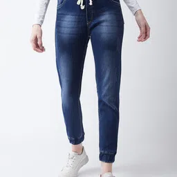 Miss Chase Women Heavy Fade Stretchable Jogger Denim Jeans-image-10