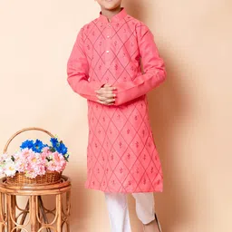NFC CREATION Boys Embroidered Regular Thread Work Kurta with Pyjamas image 1