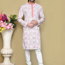 RANAK Men Floral Printed Regular Pure Cotton Kurta with Pyjamas-picture-23
