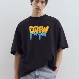 TOGS & TERRE Typography Printed Drop-Shoulder Sleeves Organic Cotton Oversized T-Shirt-picture-1