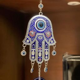 blue beads Lucky Hamsa Blue Palm Evil Eye Wall Hanging-picture-44