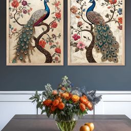 Kotart Beige & Green 2 Piece Birds and Animals Wooden Wall Art-picture-38