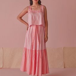 The Yellow Bow Women Striped Block Printed Co-Ords Set-image-56