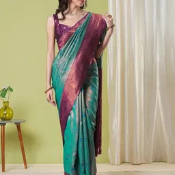 HERE&NOW Woven Design Zari Silk Blend Banarasi Saree-picture-20