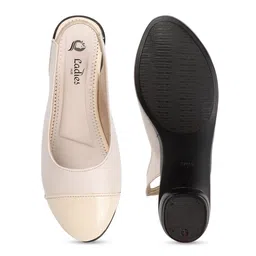 Ladies Hub Textured Block Pumps with Buckles image 3