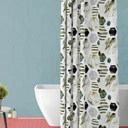 ArtzFolio White & Black Printed Waterproof Shower Curtain-image-69