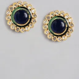 Anouk Gold-Plated Artificial Stones Studded Circular Shaped Studs image 2