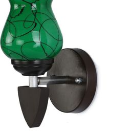 1ST TIME Green & Black Printed Glass Cylinder Shaped Wall Lamp-picture-1