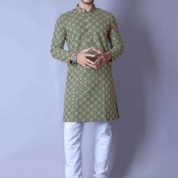 ALMORA Men Ethnic Motifs Embroidered Mirror Work Kurta-image-14