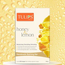 TULIPS Set Of 4 Honey & Lemon Handmade Bathing Bar 125 g Each image 2
