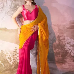 Kalista Colourblocked Sequinned Pure Georgette Saree-0