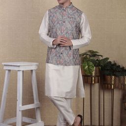 Koshin Printed Mandarin Collar Nehru Jacket-25