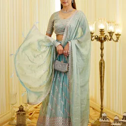 kasee Embroidered Sequinned Semi-Stitched Lehenga & Blouse With Dupatta-picture-35
