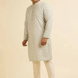 Manyavar Plus Size Thread Work Kurta with Pyjama image 3