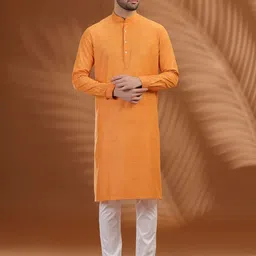 Modi Kurta Men Regular Fit Full Sleeve Band Collar Kurtas-picture-47