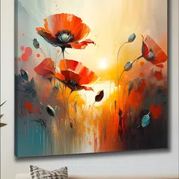 Myntra Elegant Homes Beige & Red 1 Piece Canvas Floral and Botanical Wall Paintings-51