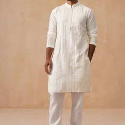 Jompers Men Woven Design Embroidered Kurta with Pyjama-image-10