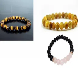 Divine souvenirs Unisex Set Of 3 Artificial Beaded Elasticated Bracelets image 1