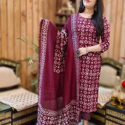 Piludi Women Ethnic Motifs Printed Regular Kurta with Trousers & With Dupatta-image-29