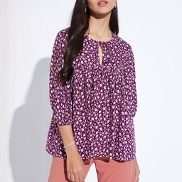 CORSICA Floral Print Keyhole Neck Top-image-56