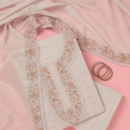 Koskii Floral Embroidered Thread Work Cotton Unstitched Dress Material-image-60