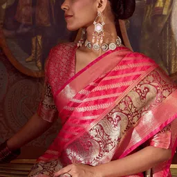 Sangria Ethnic Motifs Zari Woven Design Banarasi Saree-image-67