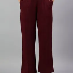Cantabil Women Slip-On Pleated Parallel Trousers-image-6