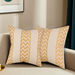 RUBOXA Cream-Coloured Set of 7 Striped Square Cushion Covers image 4