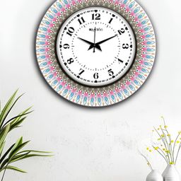 OLIVE TREE White & Black Printed Round Shaped Contemporary Wall Clock-56