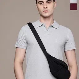 Moda Rapido Men Pack Of 2 Solid Polo Collar Regular Fit Cotton T-shirts-image-26