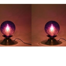 SOMIL Blue & Violet 2 Pieces Printed Glass Spherical Table Lamps-image-8