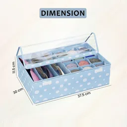 Kuber Industries Blue 6 Pcs Printed Reusable Drawer Organisers With Transparent Lid image 4