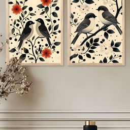 Kotart Brown & Black 2 Piece Wood Birds and Animals Wall Paintings-picture-38