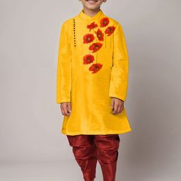 DEVOILER Boys Floral Printed Mandarin Collar Straight Kurta-40